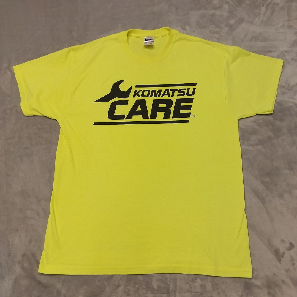 Komatsu Shirt Mens XL Yellow Care Heavyweight Blend Graphic Tee